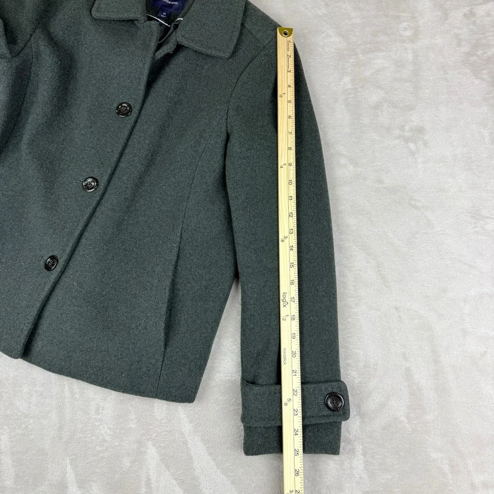 Lands End Womens 12 Peacoat Jacket Hunter Green Wool Cashmere Blend Preppy